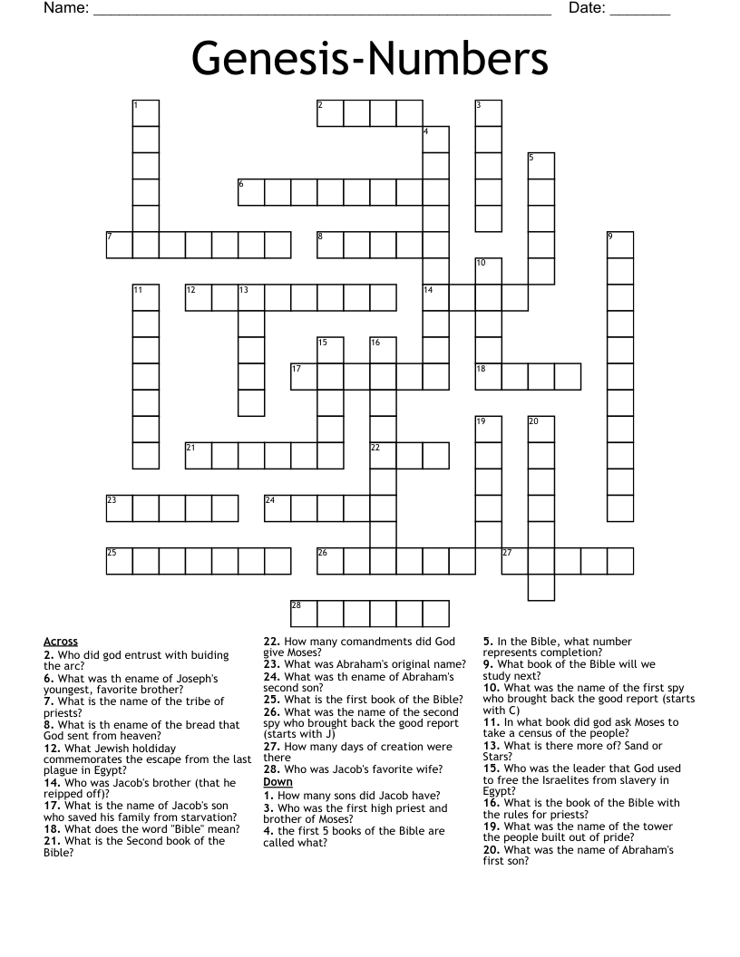 Genesis-Numbers Crossword