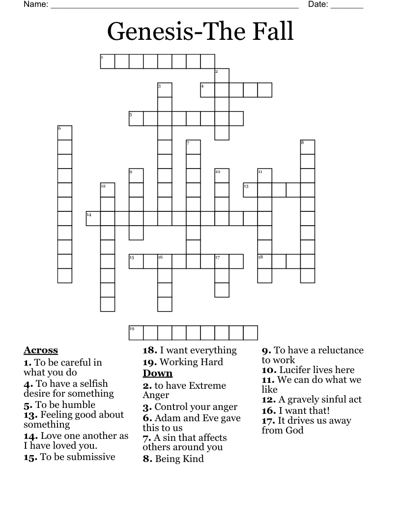 Genesis-The Fall Crossword