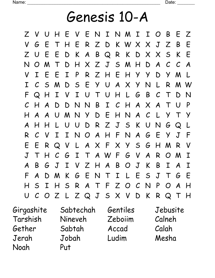 Genesis 10-A Word Search