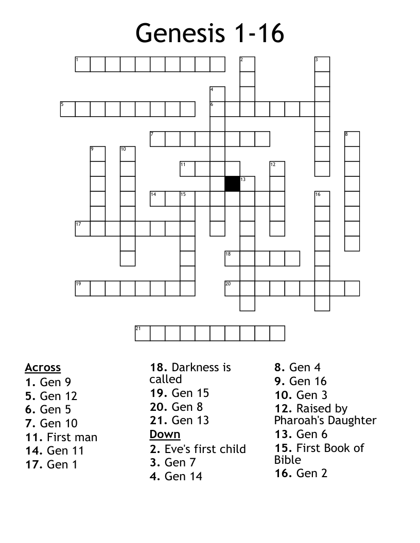 Genesis 1-16 Crossword