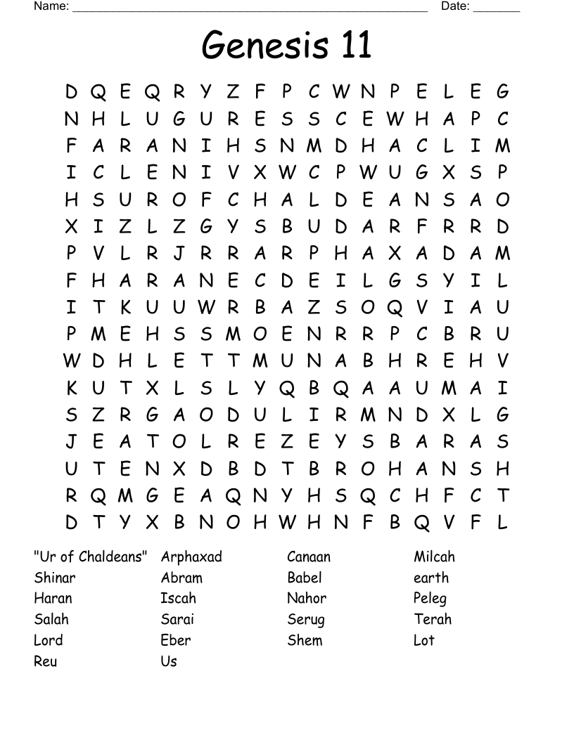 Genesis 11 Word Search