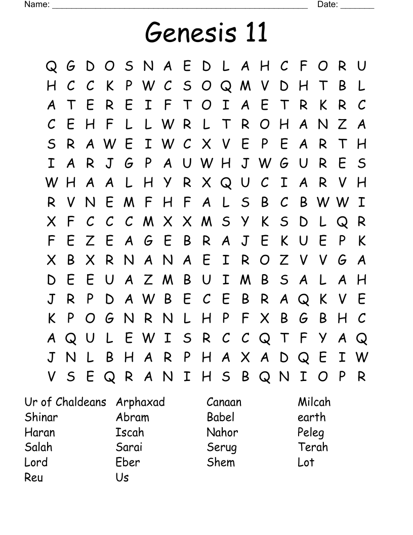 Genesis 11 Word Search