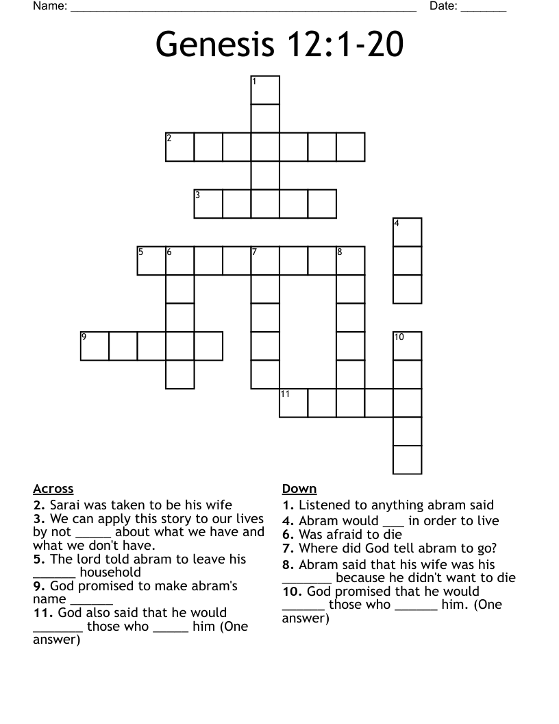 Genesis 12:1-20 Crossword