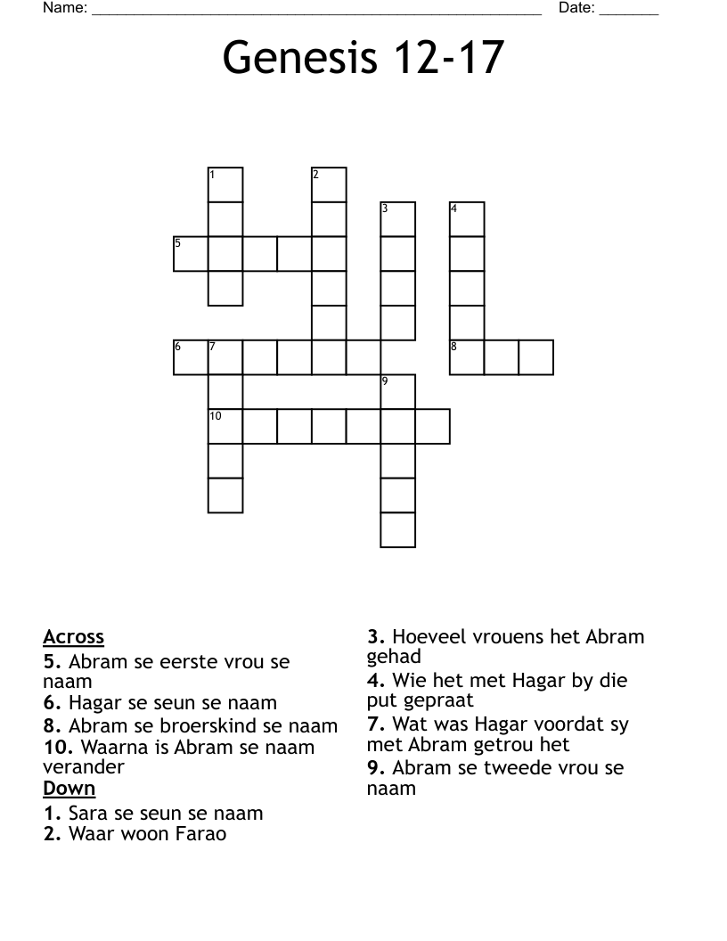 Genesis 12-17 Crossword