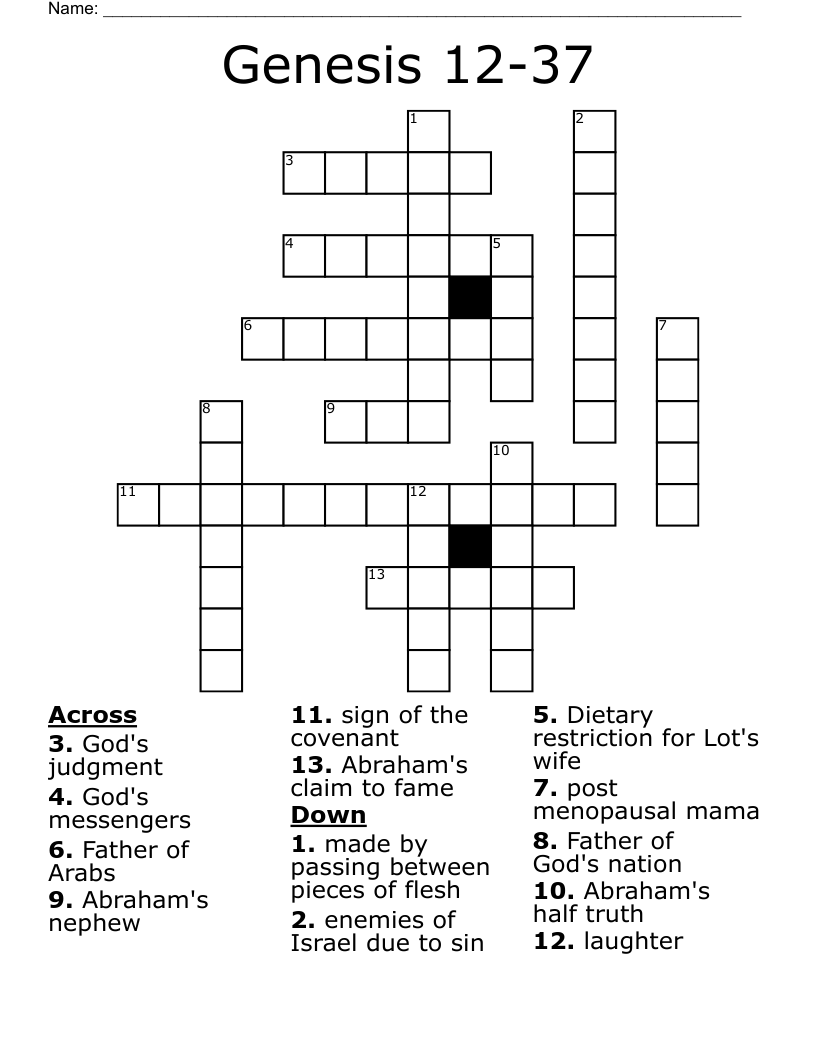 Genesis 12-37 Crossword