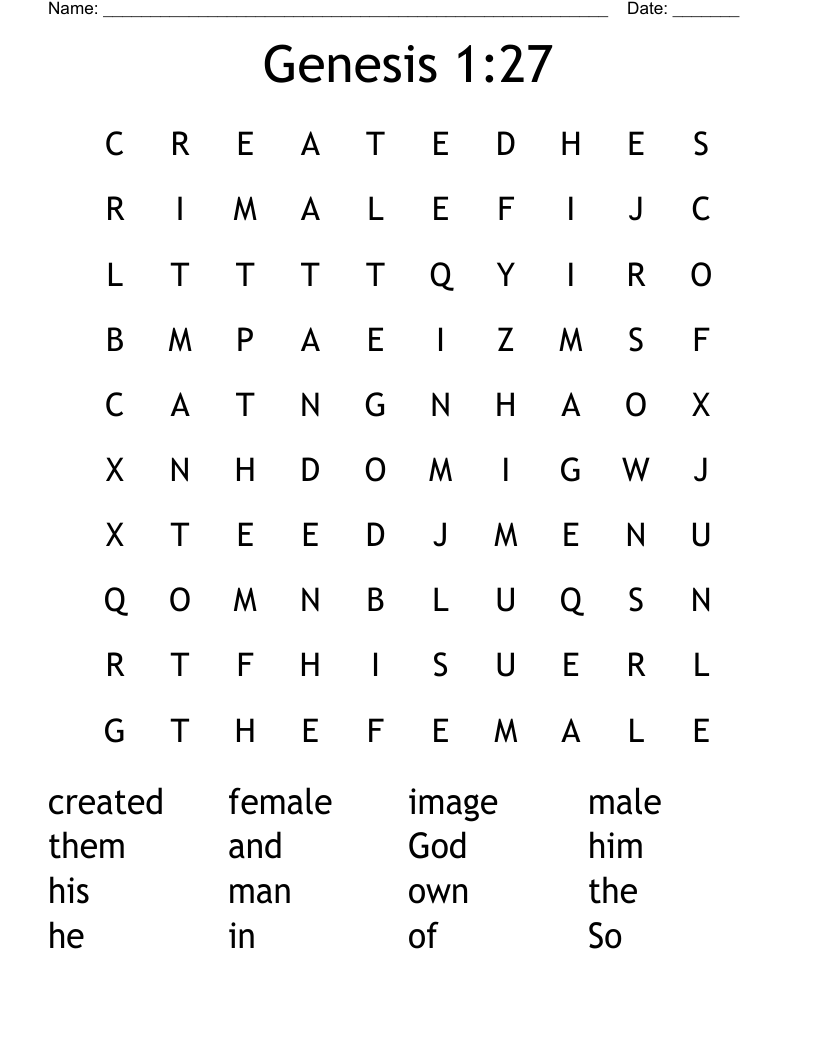 Genesis 1:27 Word Search