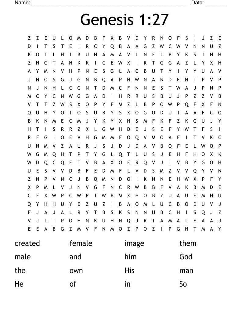 Genesis 1:27  Word Search