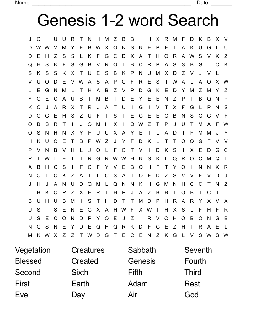 Genesis 1-2 word Search