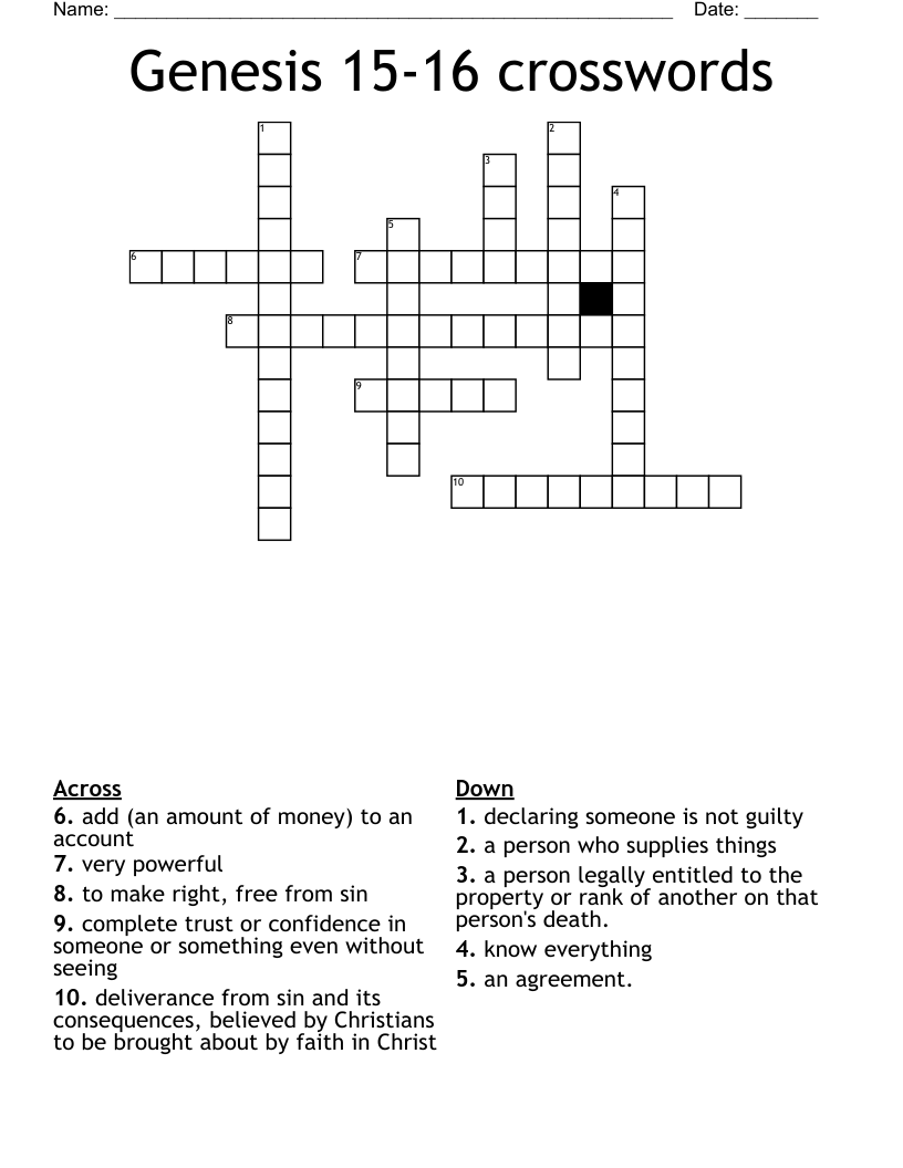 Genesis 15-16 crosswords 