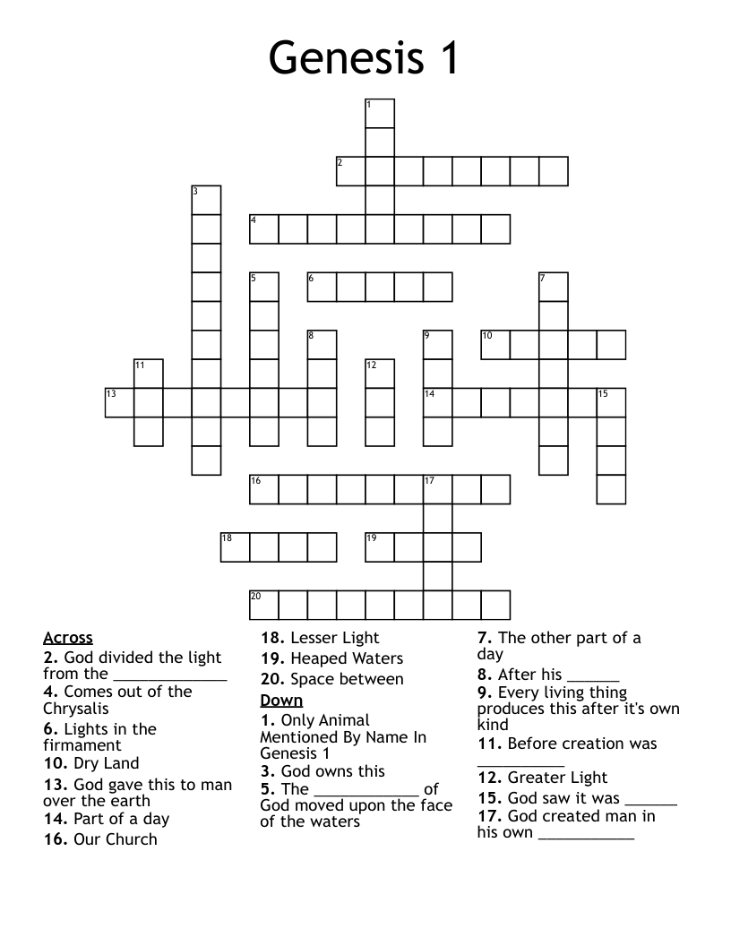 Genesis 1 Crossword