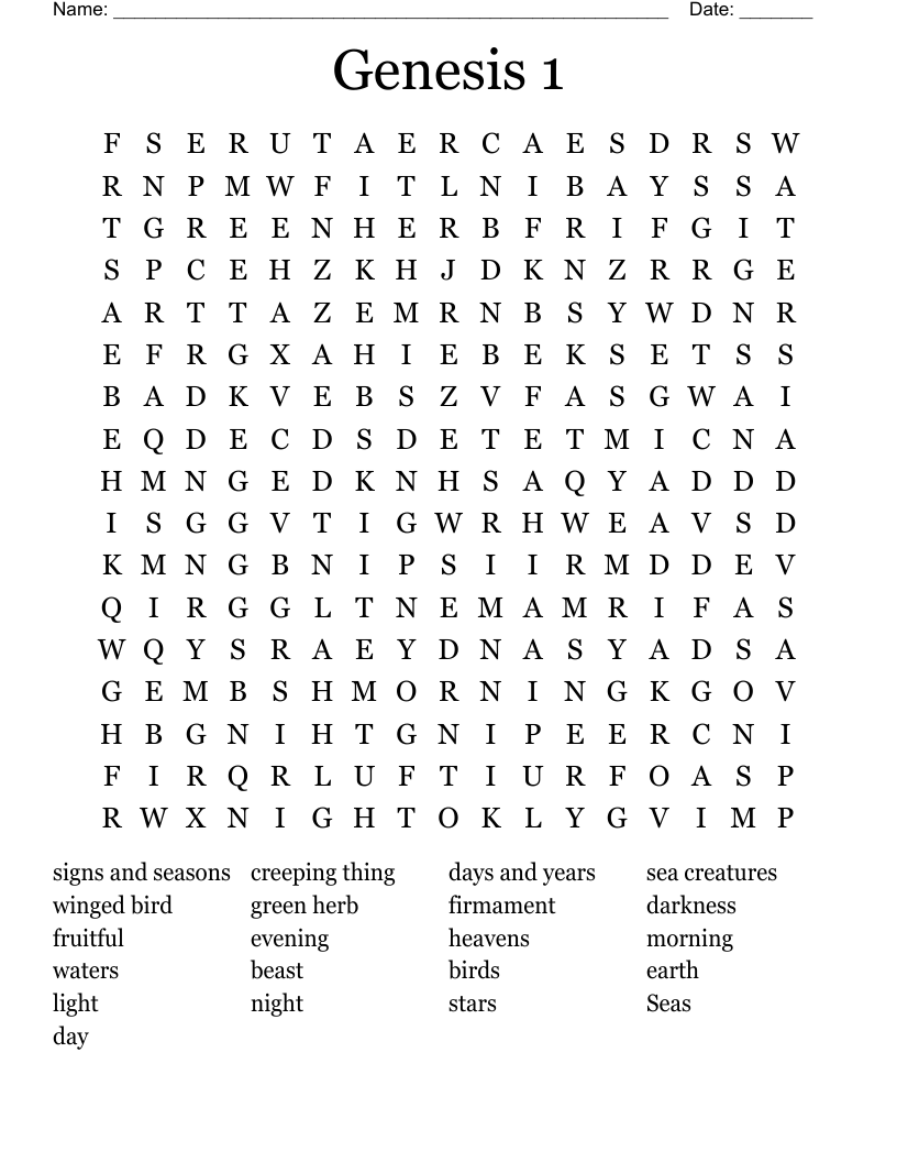 Genesis 1 Word Search