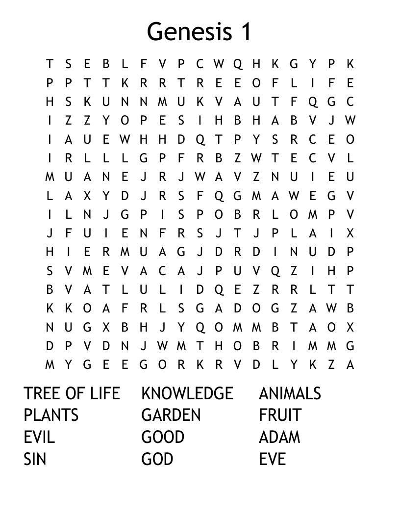 Genesis 1 Word Search