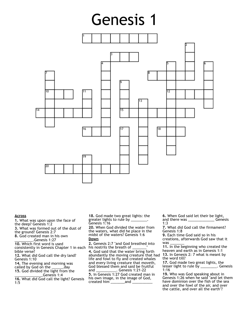 Genesis 1 Crossword