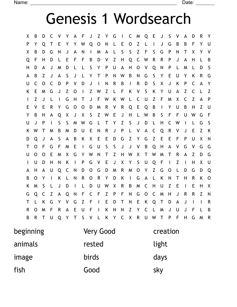 Genesis 1 Wordsearch