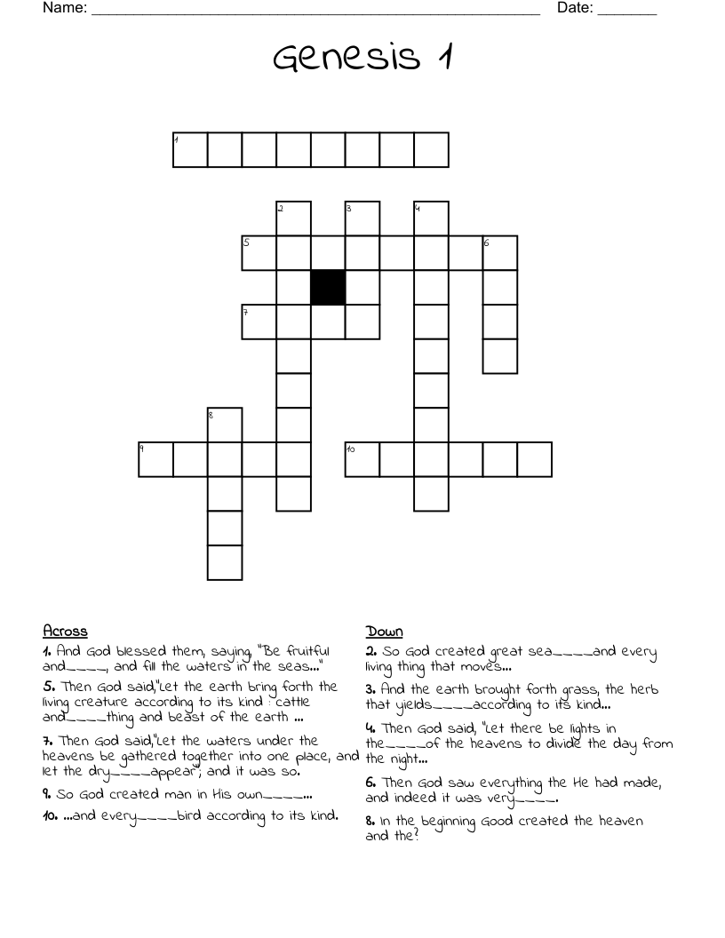 Genesis 1  Crossword
