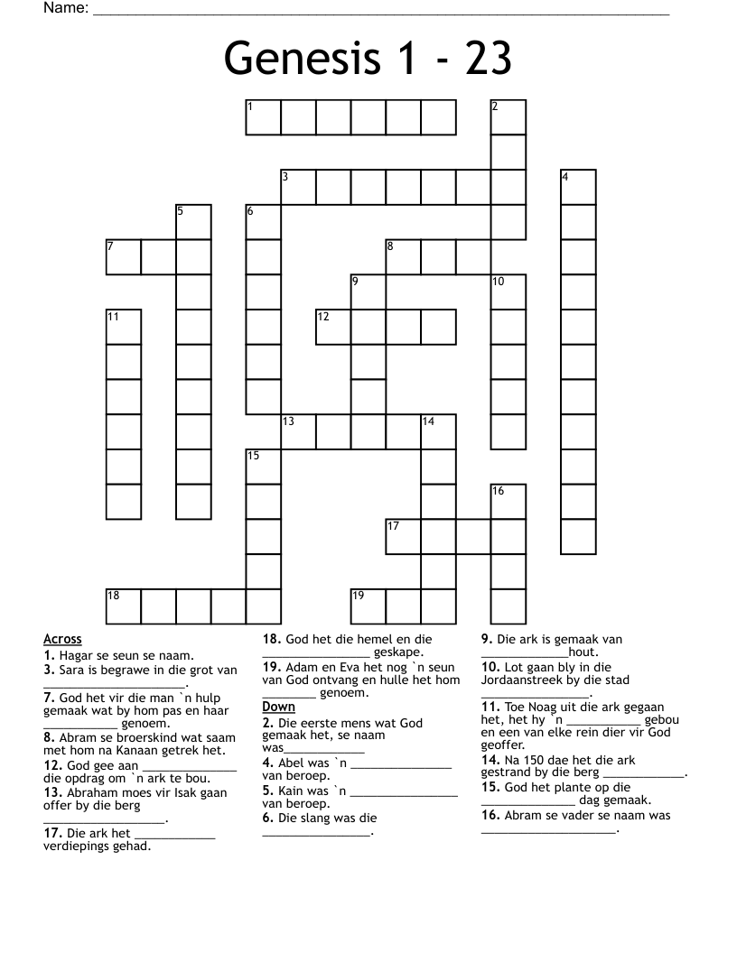 Genesis 1  - 23 Crossword