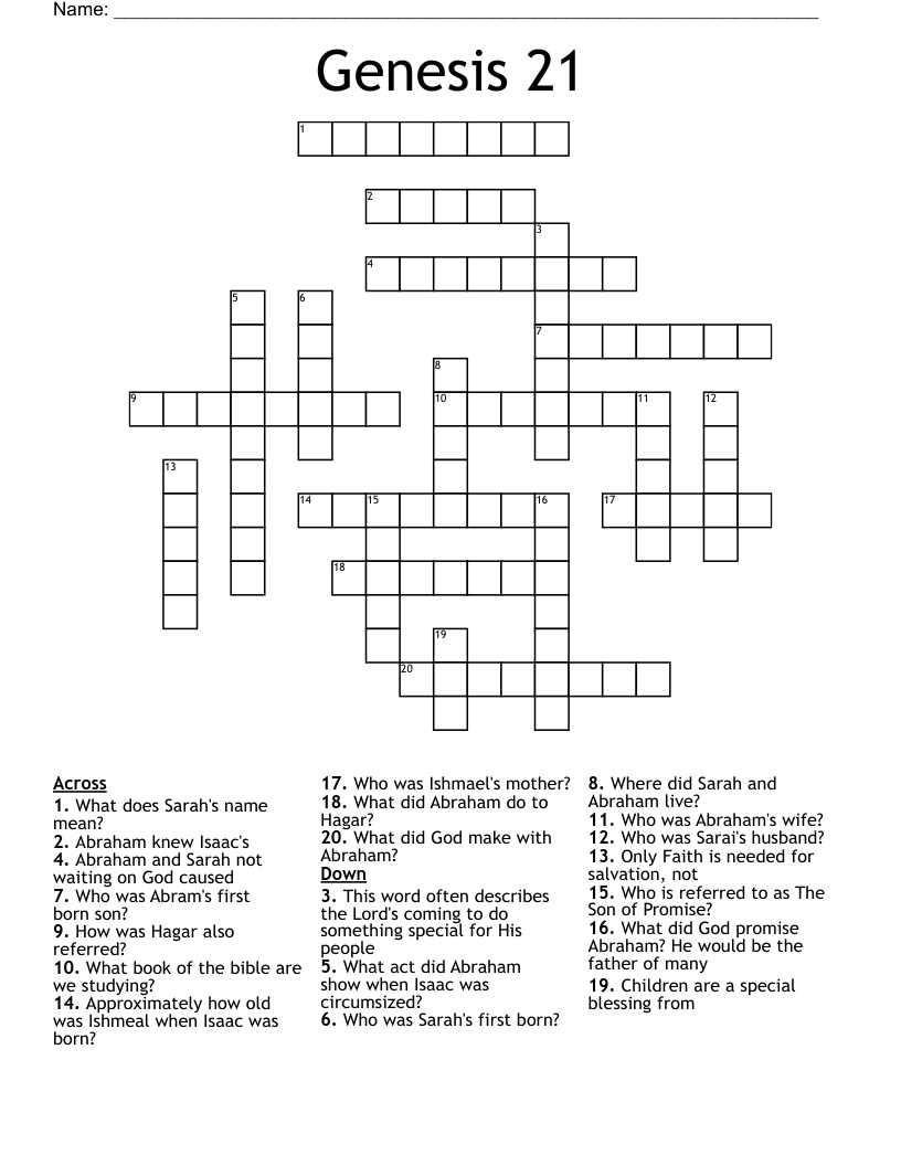 Genesis 21 Crossword