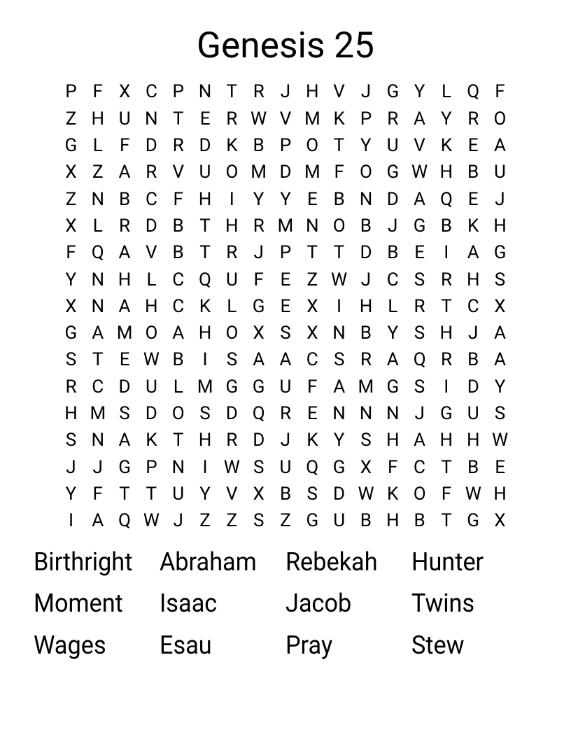 Genesis 25 Word Search