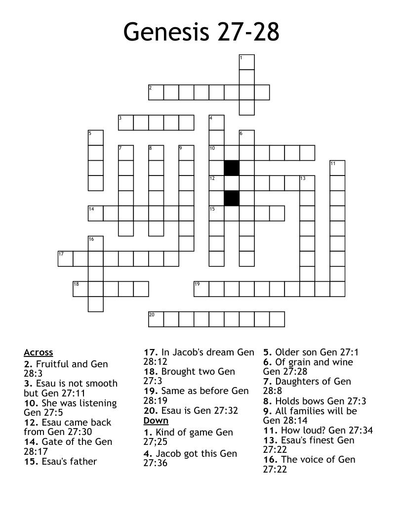 Genesis 27-28 Crossword