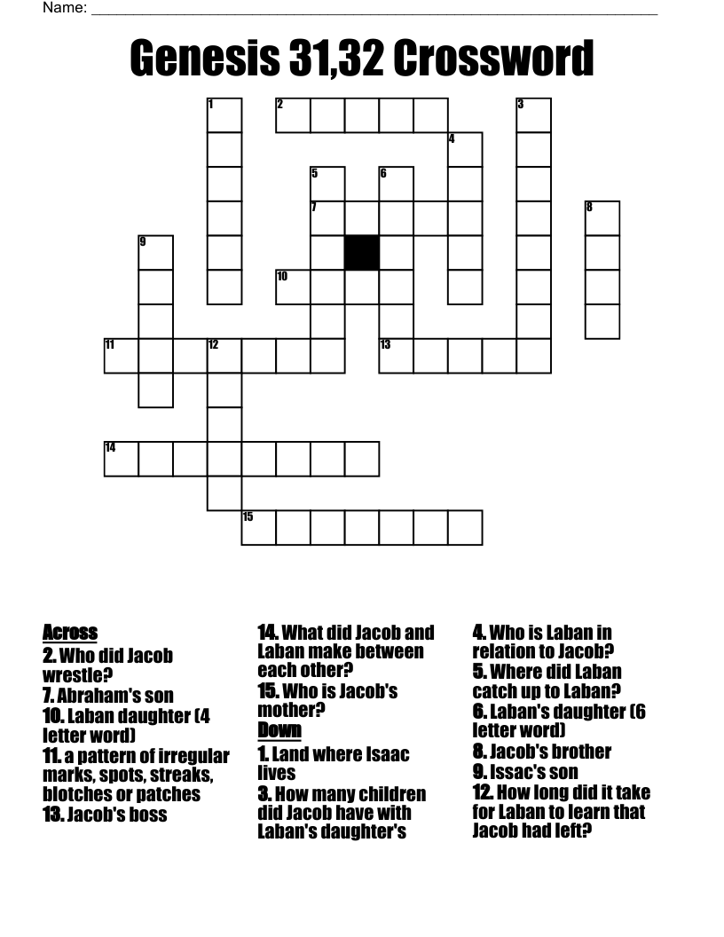 Genesis 31,32 Crossword