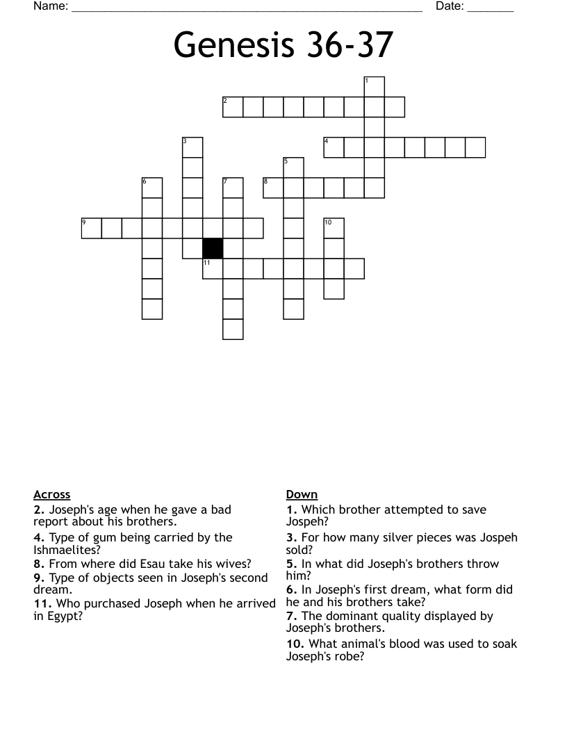 Genesis 36-37 Crossword