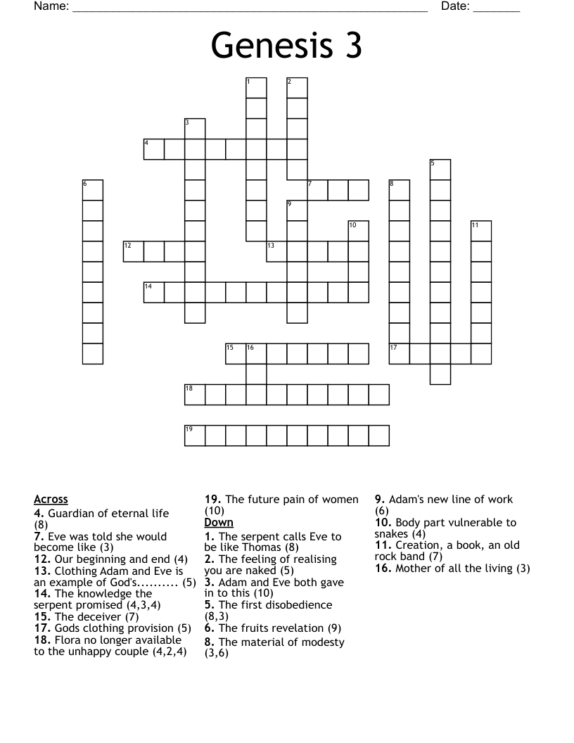 Genesis 3 Crossword