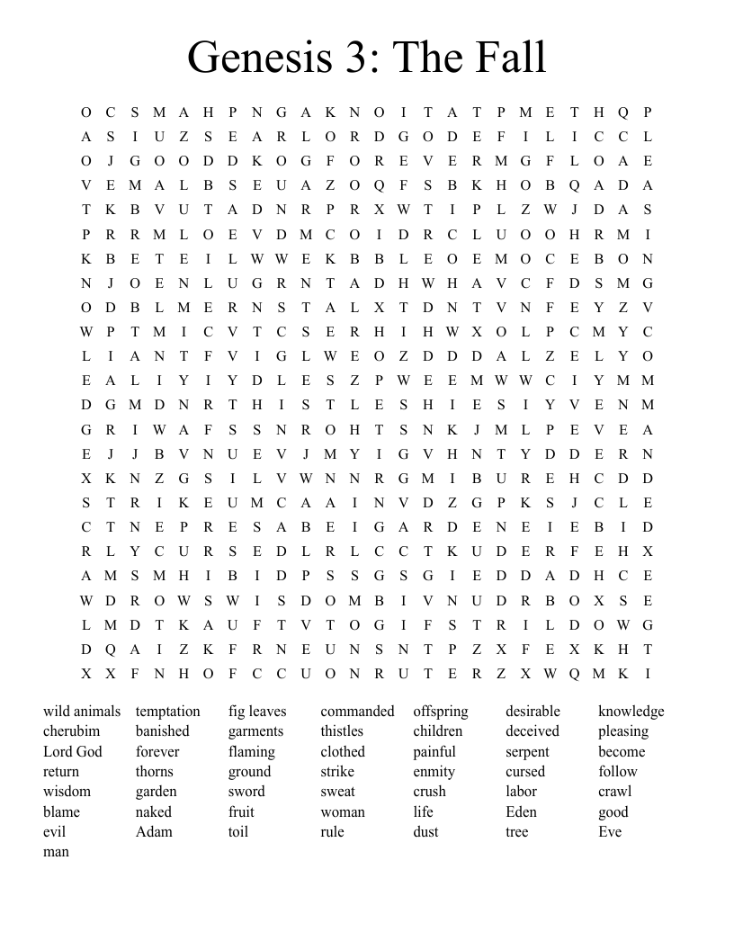 Genesis 3: The Fall Word Search
