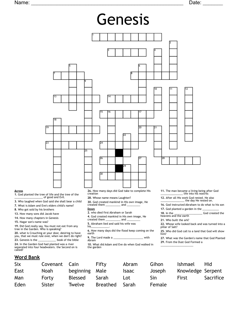 Genesis Crossword