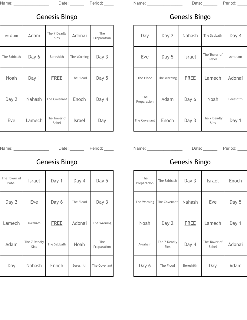 Genesis Bingo