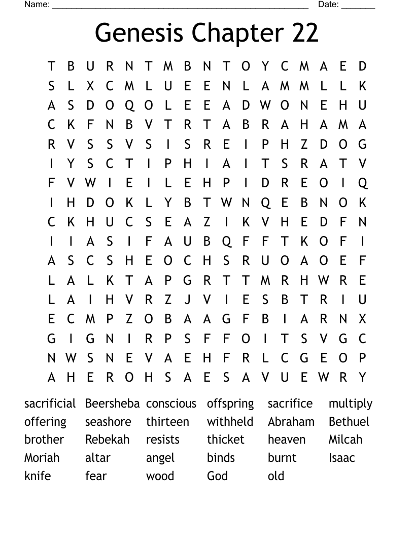 Genesis Chapter 22 Word Search