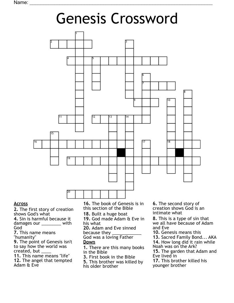 Genesis Crossword