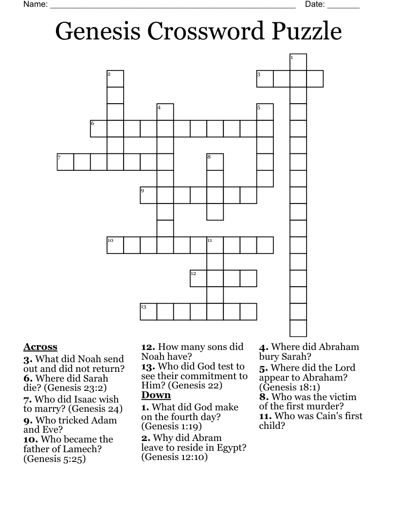 Genesis Crossword Puzzle