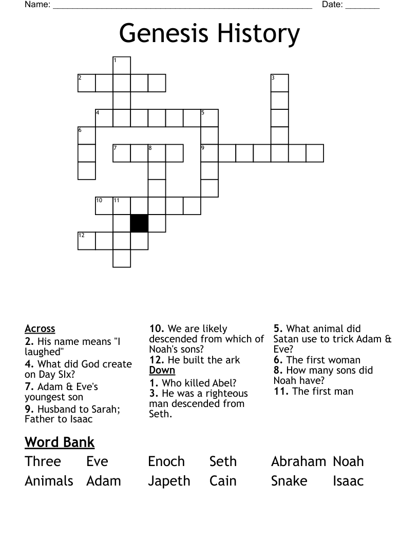 Genesis History Crossword