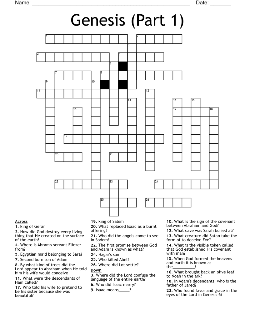 Genesis (Part 1) Crossword