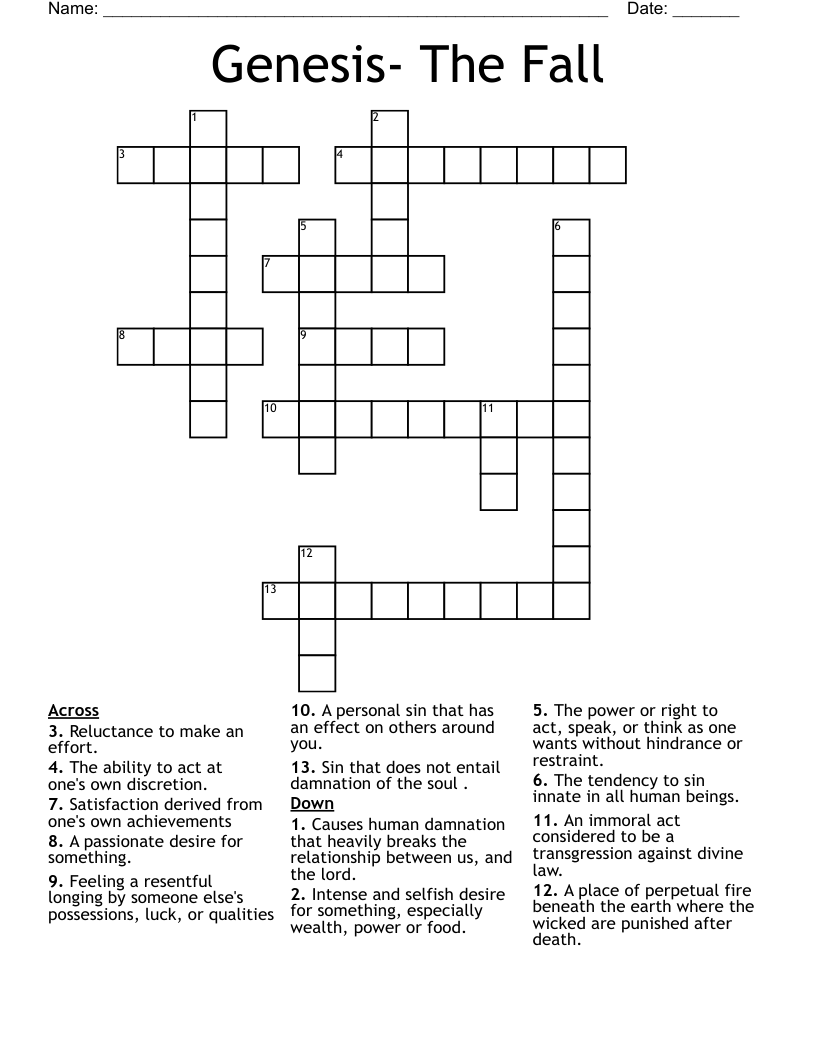 Genesis- The Fall Crossword