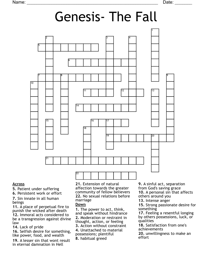 Genesis- The Fall Crossword