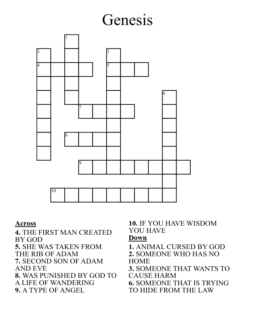 Genesis  Crossword
