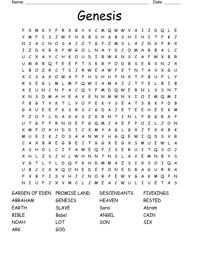 Genesis  Word Search