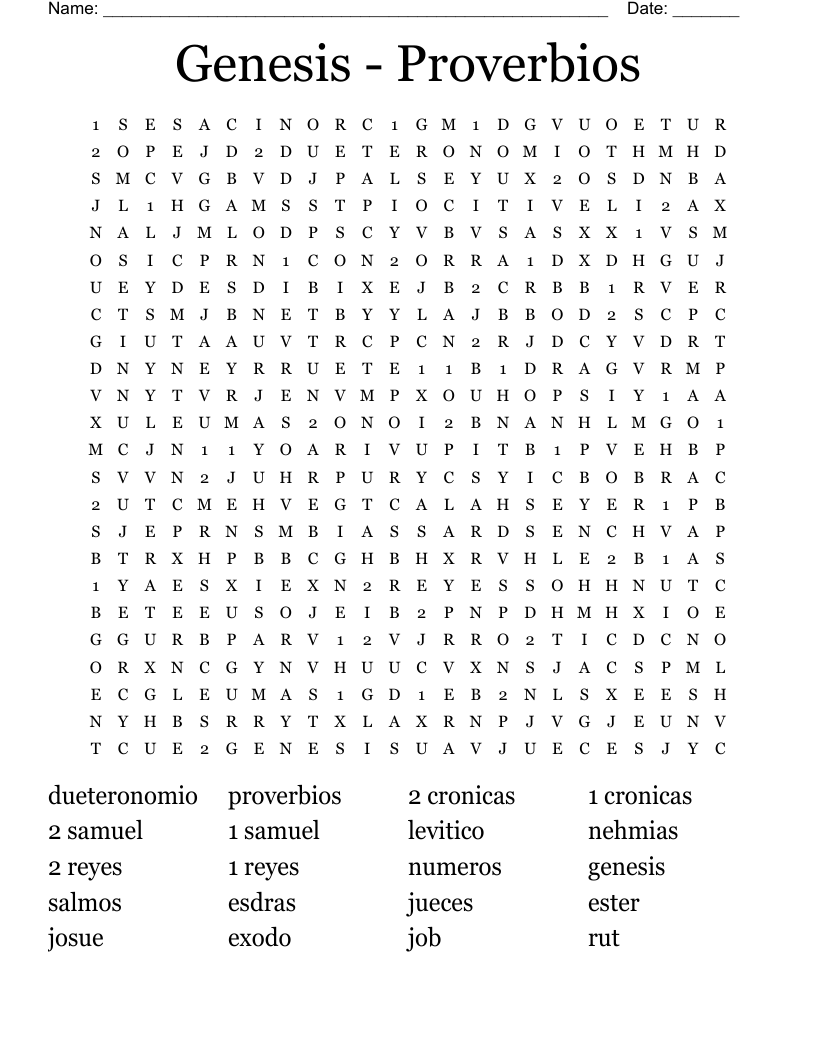 Genesis - Proverbios Word Search