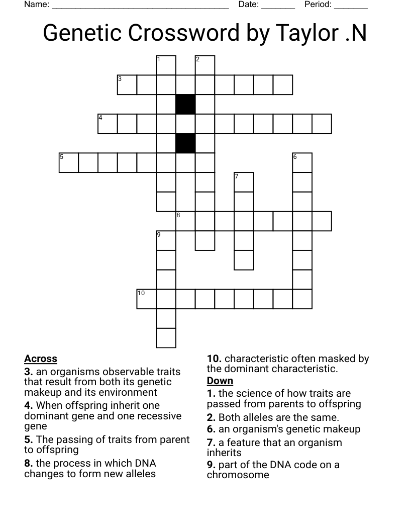 Genetic Crossword by Taylor .N