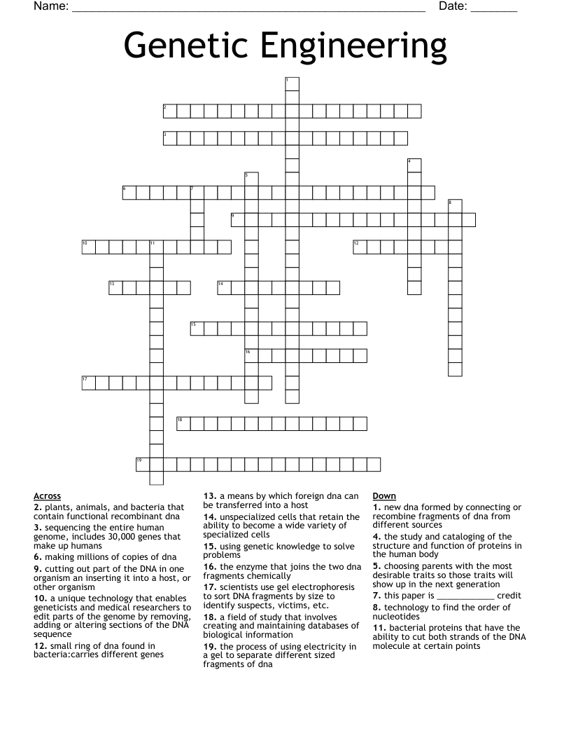 Genetic Engineering  Crossword