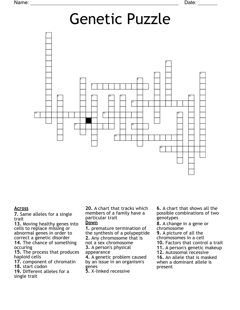 Genetic Puzzle Crossword