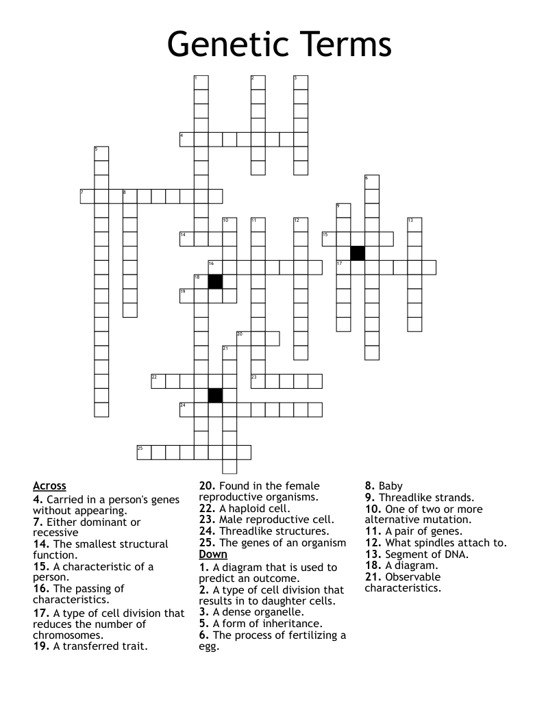 Genetic Terms Crossword