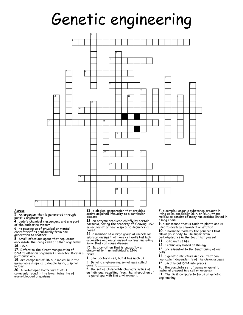 Genetic engineering Crossword