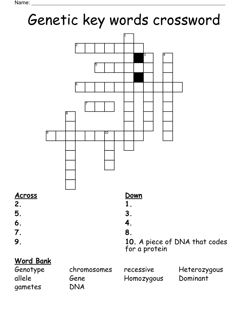 Genetic key words crossword 