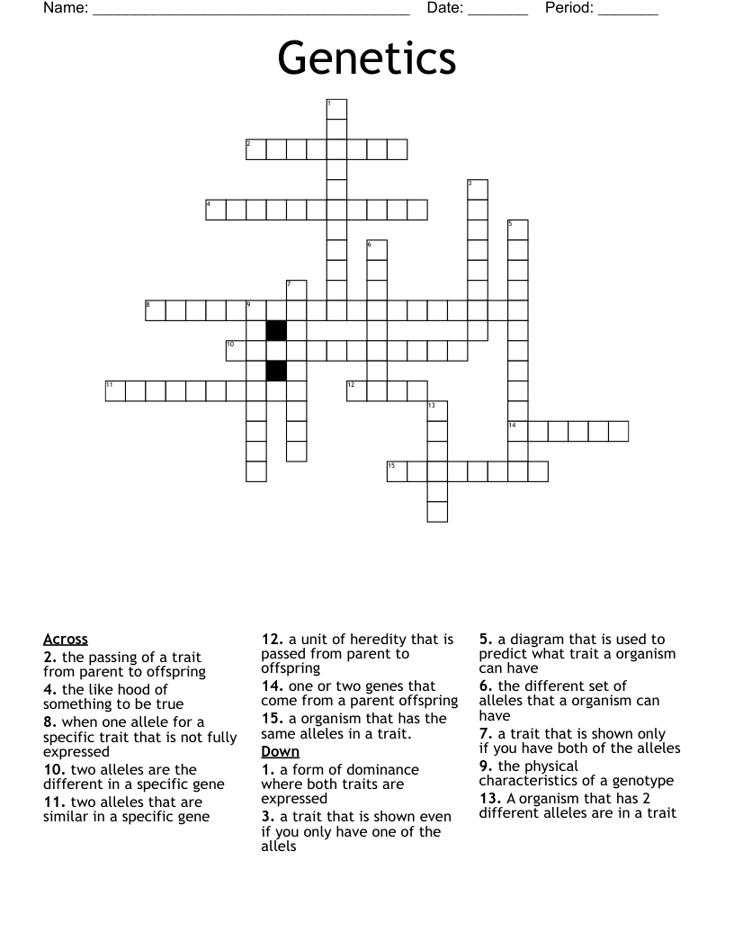 Genetics Crossword