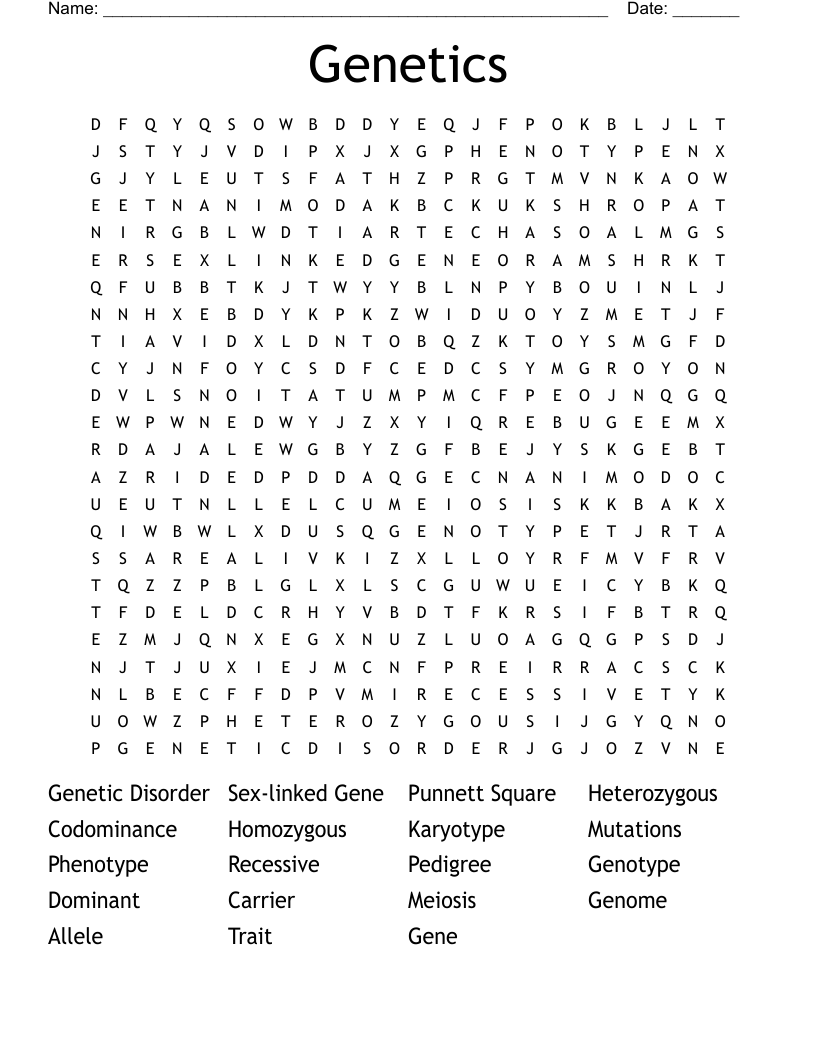 Genetics Word Search