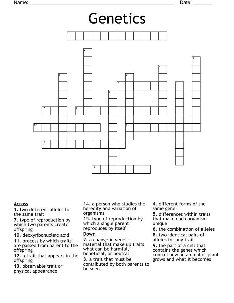 Genetics Crossword