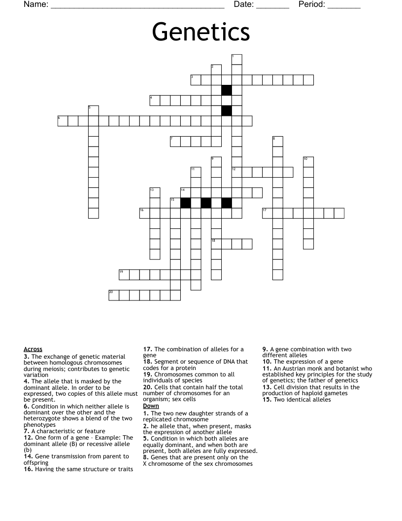 Genetics Crossword