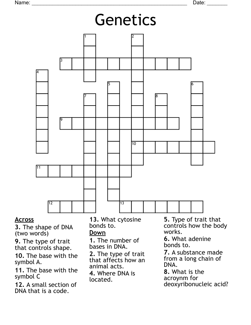 Genetics Crossword